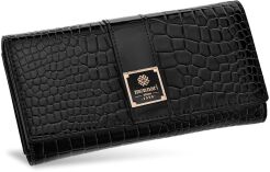 Monnari elegancki portfel damski ze wzorem skóry croco - czarny