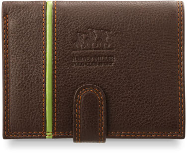 Klasyczny skórzany portfel męski HARVEY MILLER POLO CLUB z zapinką - brązowy