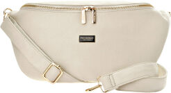 Duża nerka damska pojemna biodrówka elegancka klasyczna crossbody - kremowa