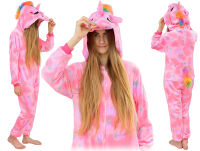 Piżama kigurumi jednoczęściowe przebranie kostium z kapturem – różowy jednorożec - 4