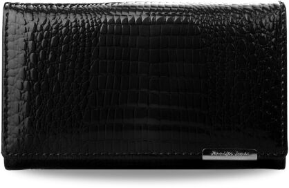Elegancki lakierowany damski portfel - czarny