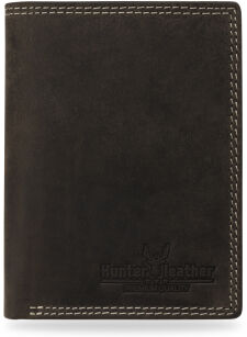 Portfel męski pionowy HUNTER LEATHER styl vintage - ciemnobrązowy