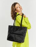 Pojemna duża torba shopper torebka łódka na ramię - czarna - 5