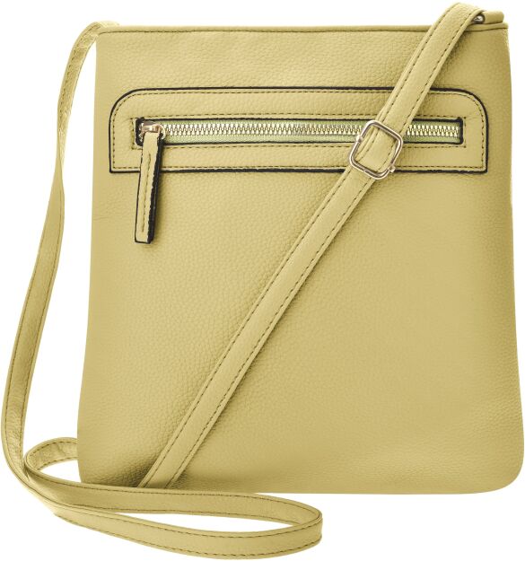 Elegancka torebka listonoszka damska crossbody z kieszeniami klasyczna mała na ramię - limonkowy