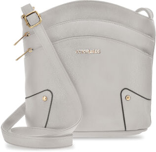 Pojemna miejska listonoszka crossbody torebka damska z kieszonkami - szary