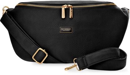 Duża nerka damska pojemna biodrówka elegancka klasyczna crossbody - czarna