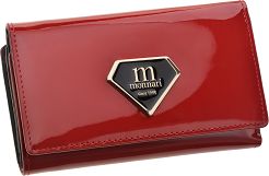 Lakierowany portfel damski Monnari portmonetka na suwak - czerwony