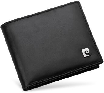 MARKOWY PORTFEL MĘSKI PIERRE CARDIN MAŁY SKÓRZANY W KLASYCZNYM STYLU RFID SECURE - CZARNY