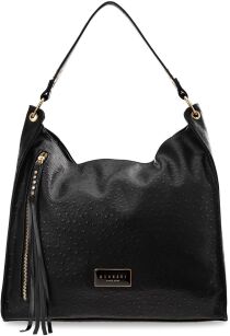 MONNARI torebka damska typu worek z aplikacją luźna miękka torba shopper na ramię - czarna