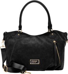 Torba worek luźna torebka zamszowa miękka shopperka na ramię - czarna