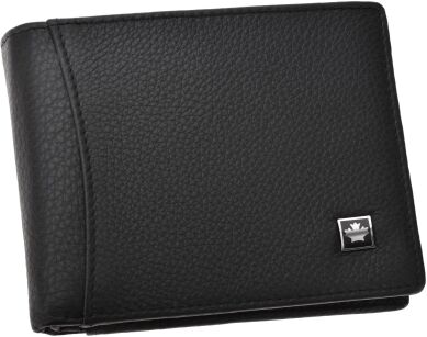 Skórzany portfel męski poziomy elegancki portfel z naturalnej skóry pojemny klasyczny RFID - czarny