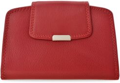 Poręczny portfel damski skórzana portmonetka z ochroną kart RFID - czerwony