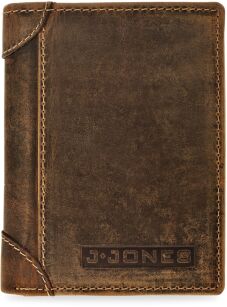 Skórzany portfel męski JENNIFER JONES skóra naturalna nubuk zgrabny z ochroną kart RFID - brązowy