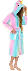 Pluszowy szlafrok z kapturem kigurumi onesie - tęczowy jednorożec