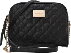 Monnari pikowana torebka na ramię listonoszka z łańcuszkiem i logo - czarna
