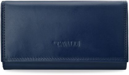 SKÓRZANY PORTFEL DAMSKI CAVALDI MIĘKKA PORTMONETKA HARMONIJKA RFID SECURE - GRANATOWY