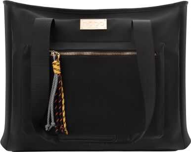 NOBO duża torba z frędzlami torebka shopper z kieszenią pojemna torba na ramię premium - czarna