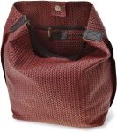 Włoska zamszowa torebka worek duża luźna torba shopper skóra naturalna - bordowa - 3