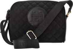 Czarna torebka Monnari pikowana damska listonoszka na ramię logo - czarna