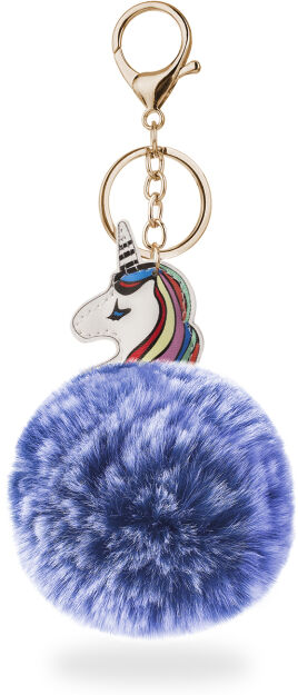 Breloczek zawieszka do kluczy torebki pompon jednorożec unicorn - niebieski ombre