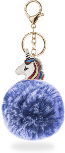 Breloczek zawieszka do kluczy torebki pompon z futerkiem kolorowy jednorożec unicorn - niebieski ombre
