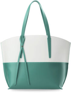 Włoska torebka damska skóra naturalna shopper bag pastele - turkusowy