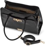 Monnari torba damska elegancka do pracy Premium lakierowana torebka kuferek aktówka - czarna - 4