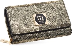 Monnari połyskujący portfel damski skórzany elegancki metaliczny lakier - złoty