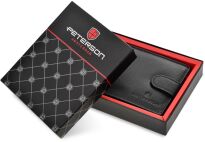 Portfel męski Peterson ze skóry naturalnej RFID elegancki skórzany na prezent - czarny - 3