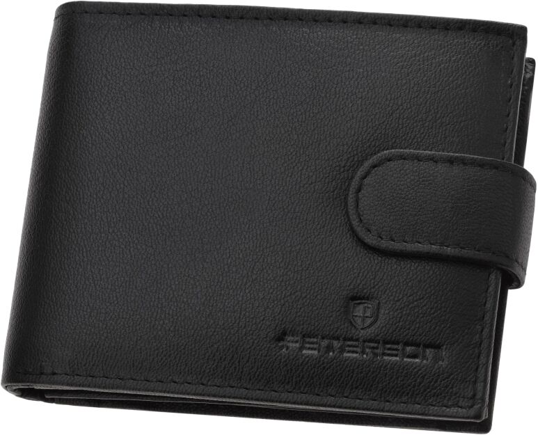 Portfel męski Peterson ze skóry naturalnej RFID elegancki skórzany na prezent - czarny