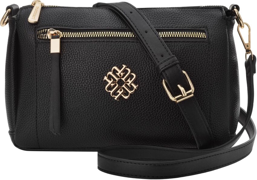 Monnari torebka crossbody z logo mała torba listonoszka klasyczna elegancka - czarna