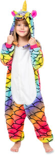 Jednoczęściowa piżama kigurumi kombinezon dziecięcy onesie - tęczowy jednorożec