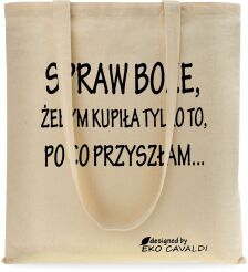 Ekotorba shopper bawełniana na zakupy miejska z nadrukiem - spraw boże - beżowa