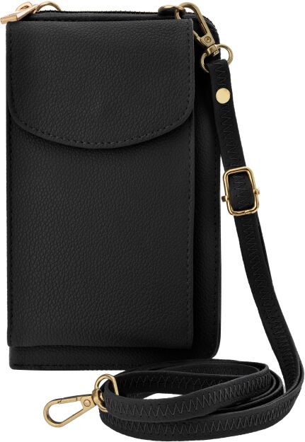 Mała damska torebka listonoszka 2w1 na telefon portfel kopertówka - czarna