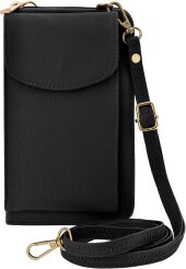 Mała damska torebka listonoszka 2w1 na telefon portfel kopertówka - czarna