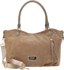 Torba worek luźna torebka zamszowa miękka shopperka na ramię - beżowa