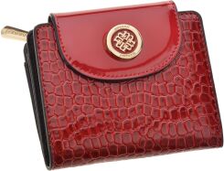 Monnari mały portfel damski lakierowany elegancki portfelik portmonetka - czerwony