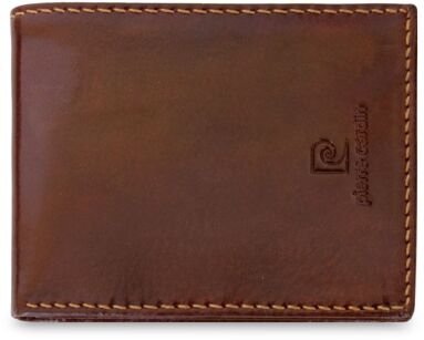 Skórzany portfel męski PIERRE CARDIN męska portmonetka slim - brązowy