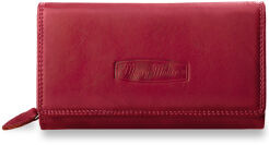 Pojemny skórzany portfel damski na suwak MONEY MAKER duża miękka portmonetka ze skóry naturalnej RFID secure - czerwonyMONEY MAKER