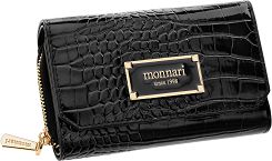 Portfel damski z klapą Monnari portmonetka na zamek i zatrzask - czarny