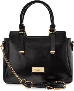 MONNARI AKTÓWKA DAMSKA DUŻY POJEMNY KUFEREK Z ŁAŃCUCHEM TORBA SHOPPER ELEGANCKA KLASYCZNA TOREBKA - CZARNA