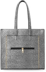 Modny shopper bag torebka damska zakupowa na ramię - srebrny