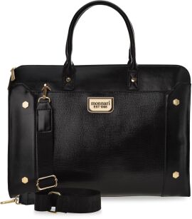 MONNARI damska torba na laptopa z wzorem teczka aktówka elegancka torebka biznesowa - czarna