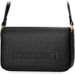 Damska torba na pasku crossbody z klapą klasyczna logowana torebka listonoszka - czarna - 6