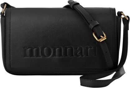 Damska torba na pasku crossbody z klapą klasyczna logowana torebka listonoszka - czarna