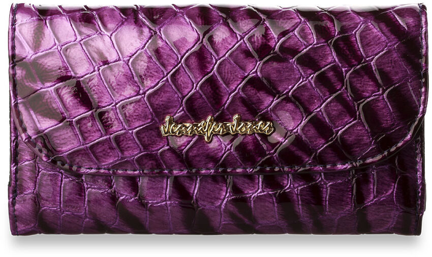 Duży damski portfel , lakierowany, JENNIFER JONES - fioletowy