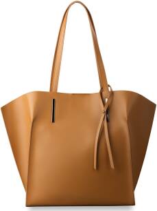  WŁOSKA TOREBKA DAMSKA 2w1 SHOPPER BAG - NATURALNA SKÓRA - CAMEL