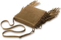 Torebka listonoszka damska styl boho frędzle zamsz naturalny VERA PELLE - camel - 3