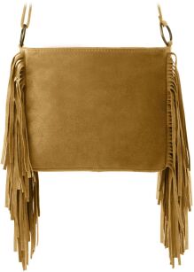 Torebka listonoszka damska styl boho frędzle zamsz naturalny VERA PELLE - camel