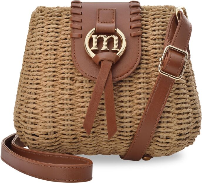Monnari pleciona torebka damska listonoszka kuferek elegancki koszyk - camel